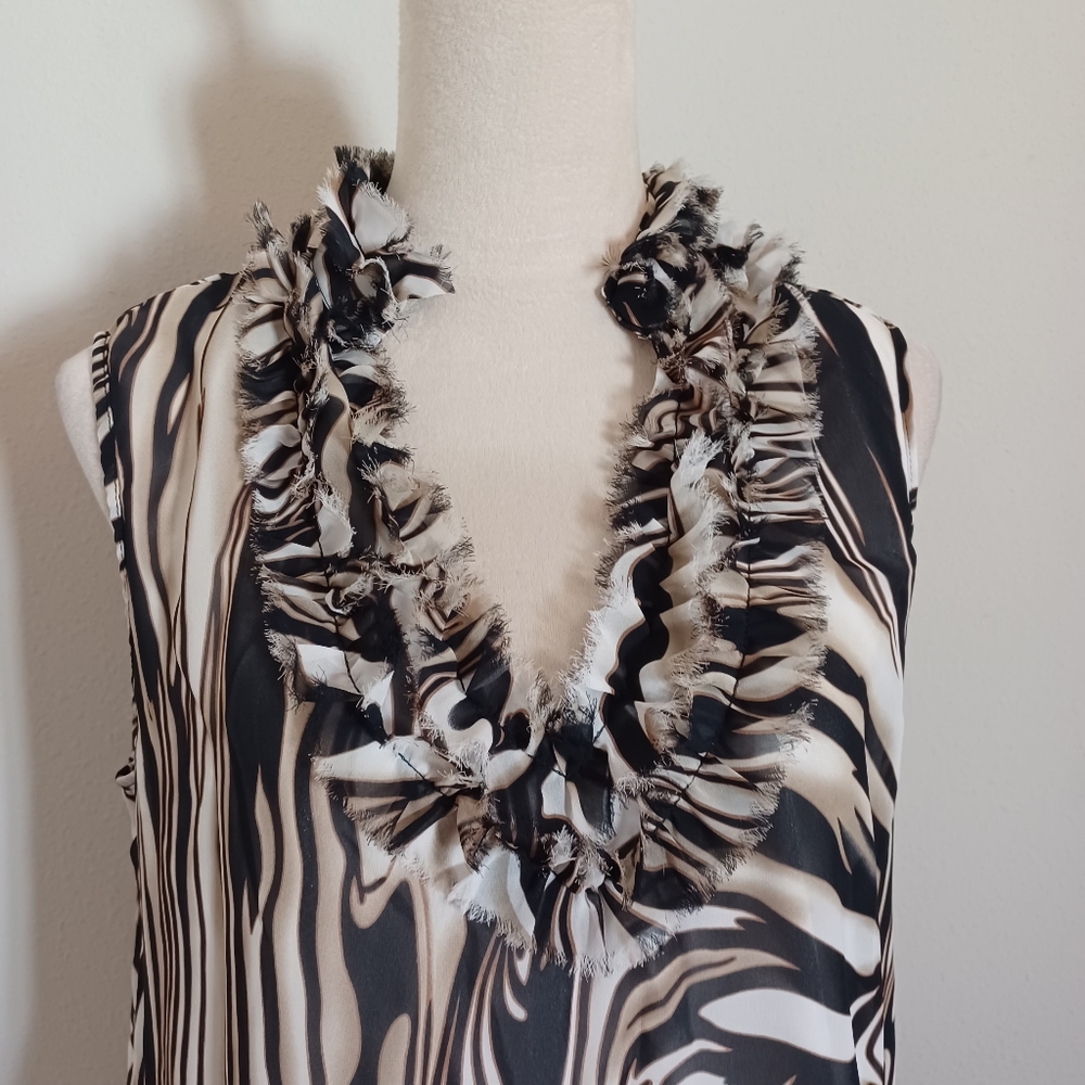 Quintessential Brown Abstract Sleeveless Blouse Tunic Top Size XL - Picture 7 of 9